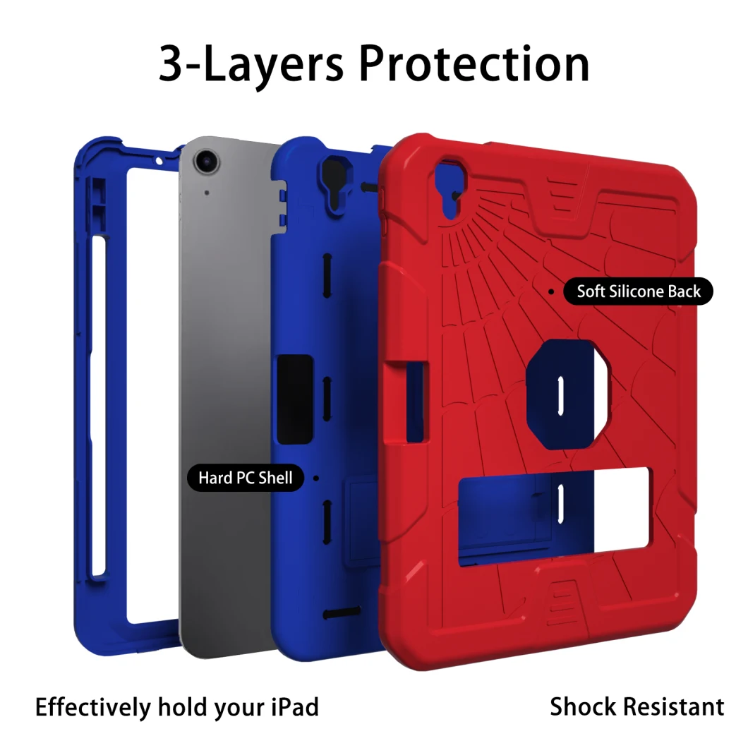 3 in 1 Shockproof Case with Pencil Slot Kickstand Tablet Cover for iPad Air 4/5 10.9 2020/2022