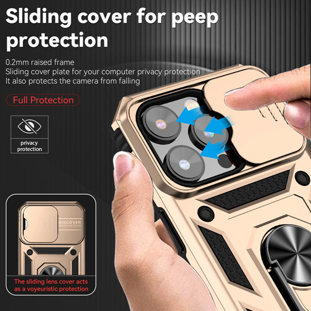 Classic Dust Proof Lens Slide Protective Mobile Phone Case for iPhone 14 PRO Max Shockproof TPU PC Combo Cellphone Cover