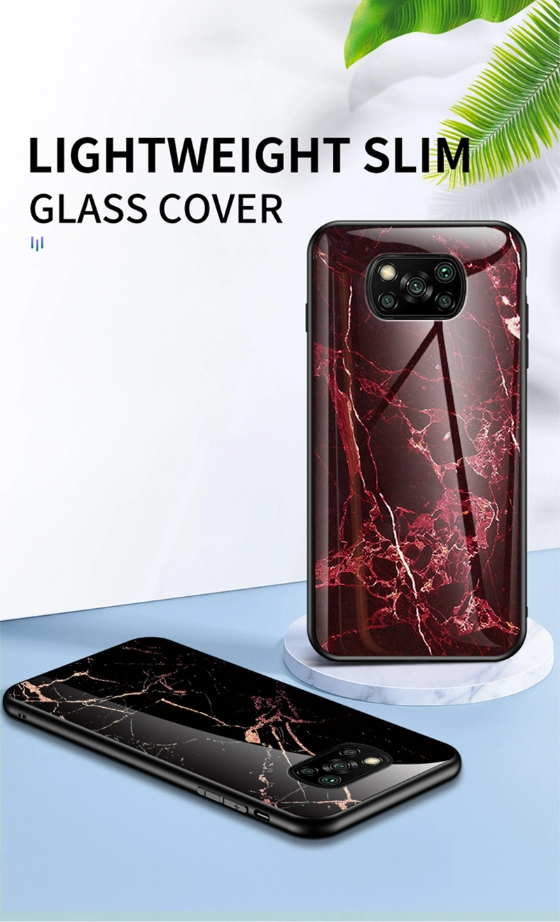 Marble Design TPU Tempered Glass Phone Back Cover Case for Huawei P Smart 2021 Mate 40 PRO