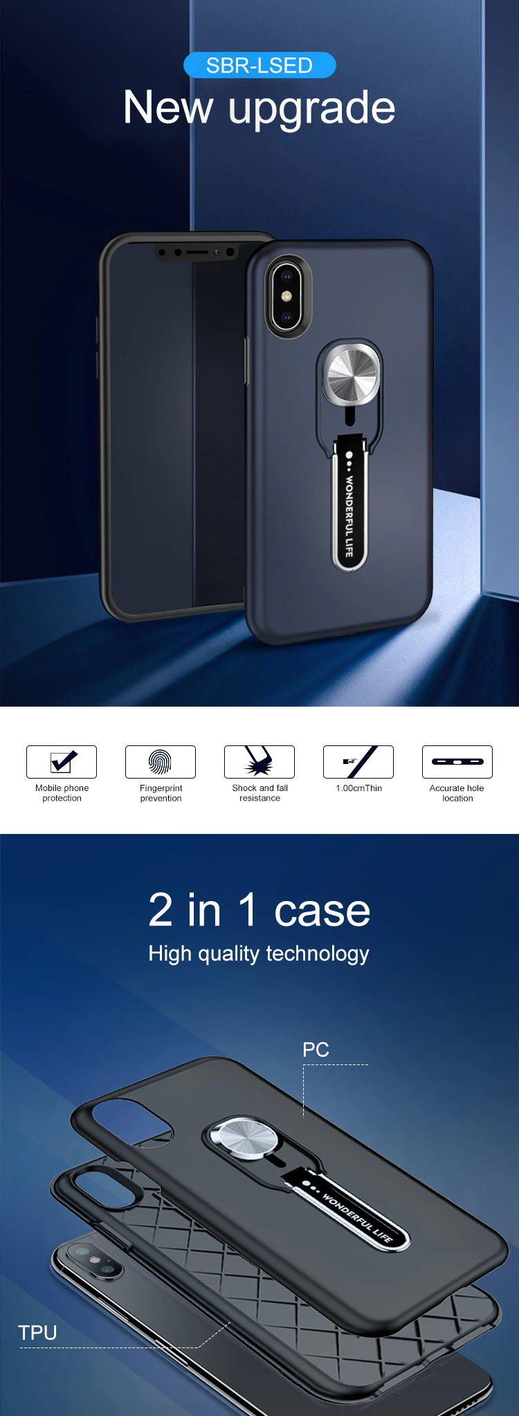 Mobile Phone Accessories Shockproof Cover 2 in 1 TPU PC Case for iPhone 8, for iPhone 8 Case Hybrid, for iPhone 8 Armor Case