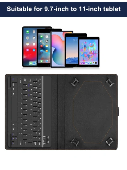 Funda universal con teclado Bluetooth para iPad 9.7 10.2 10.9 11 pulgadas Samsung Galaxy Tab Lenovo Tab con panel táctil Fabricación de fundas para tabletas