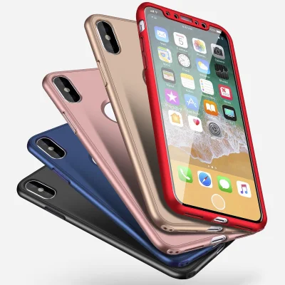 Nueva funda de teléfono con cubierta completa 360 para iPhone Xr Xs X 6 6s 7 8 Plus Cubierta con vidrio templado