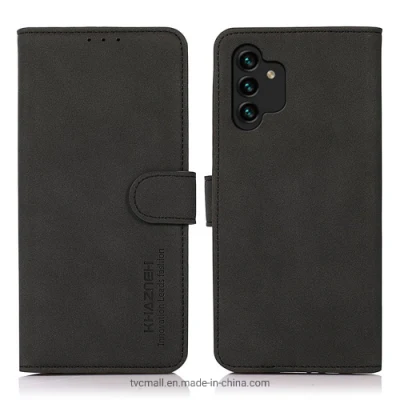 Khazneh Para Samsung Galaxy A13 4G Protección De Cuerpo Completo Funda De Teléfono De Cuero De PU + Cartera De TPU Con Soporte Plegable - Negro