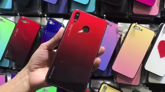 Nueva funda protectora de borde suave TPU creativa de vidrio degradado para teléfono móvil Huawei